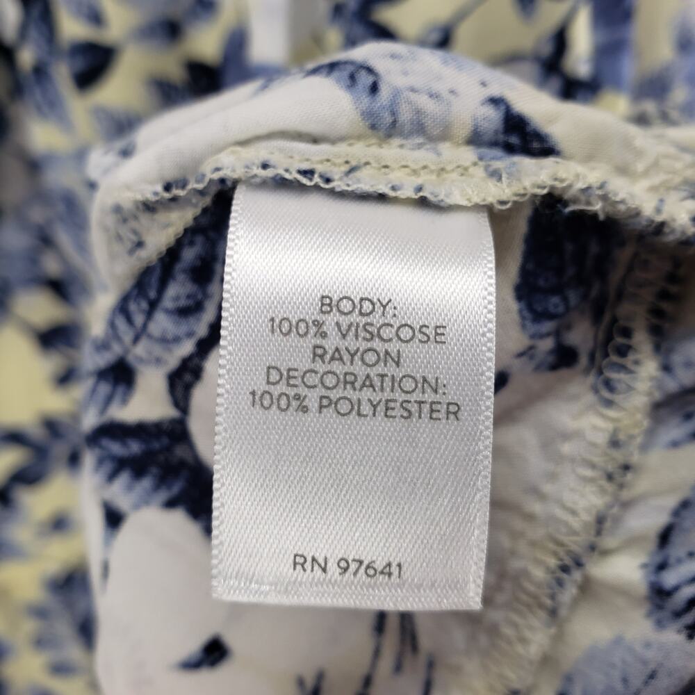 J.JILL  Women's Yellow Blue Floral Tasseled Rayon Tiered Top Size XL - Picture 10 of 15